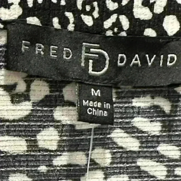 NWT!  FRED DAVID Ladies Leopard Print Black/White Blouse/Tunic Top Size Medium - Picture 5 of 11